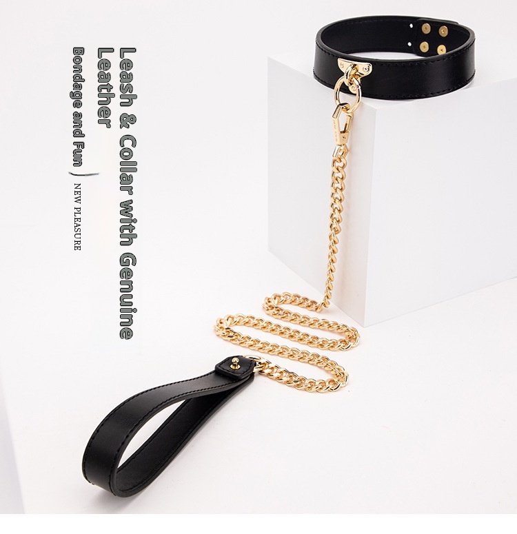 LuvBox SM Sex Toys Set Manette per mani e piedi Collare con catena di ferro da trazione Frusta con nappe in pelle di alta qualità_voghion.com