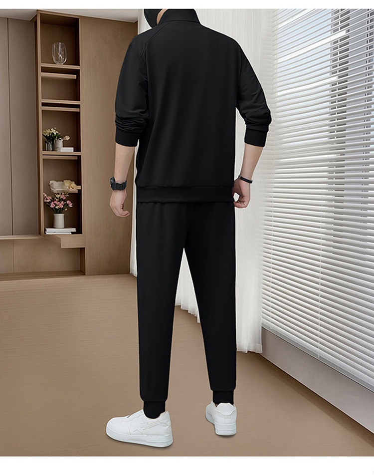 001 Felpa con cappuccio alla moda primavera-autunno transfrontaliera per uomini giovani e di mezza età, set casual sportivo da corsa, versatile_voghion.com