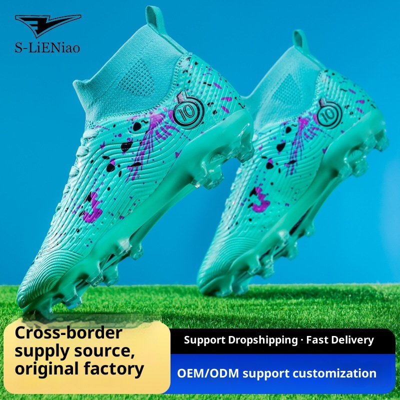 Chaussures de football montantes ShoeGlobe Wow personnalisées, style transfrontalier, en gros, à pointes longues Broken AG pour adultes, enfants et étudiants, style professionnel_voghion.com