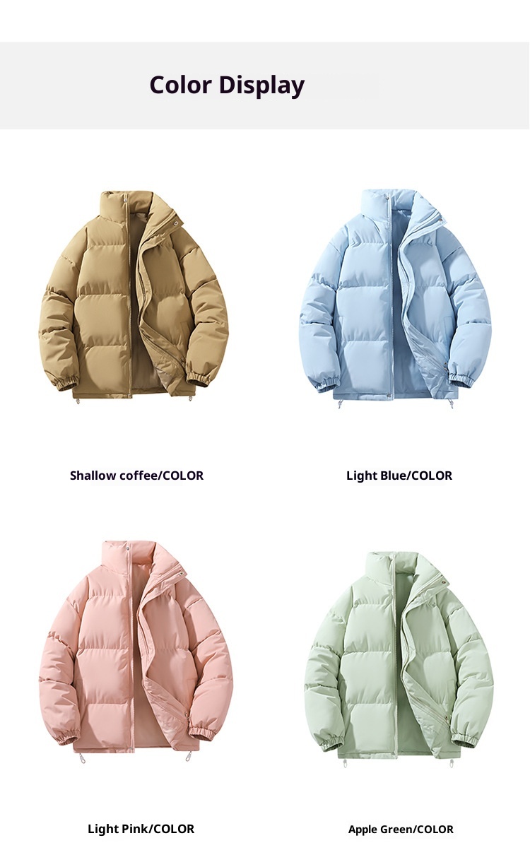 Wintermantel für Damen und Herren mit Stehkragen, Paar-Outfit, dick gefüttert, warm, kurze Daunenjacke aus Baumwolle, Oberbekleidung_voghion.com