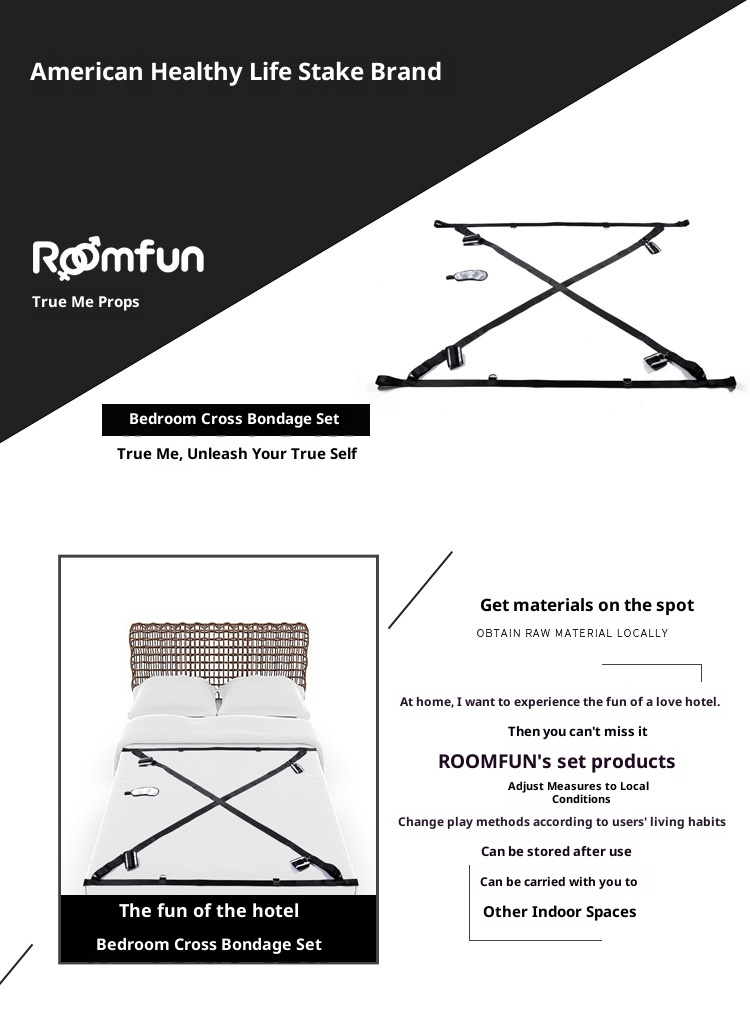 LuvBox Nuovo Stile Cinturino Una Parola Multi Cerchio Legatura Restrizione Letto Erotico Alternativa SM Regolabile Mani E Piedi Giocattoli Sessuali_voghion.com