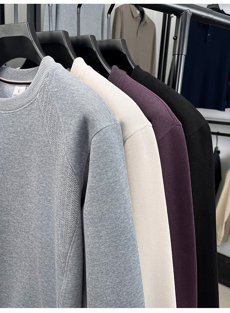 Erkek Çocuk Pamuklu Uzun Kollu Tişört İlkbahar Sonbahar 2025 Yeni Yuvarlak Yaka Sweatshirt İç Giyim Ağır Tabanlı Gömlek Erkek Stili_voghion.com