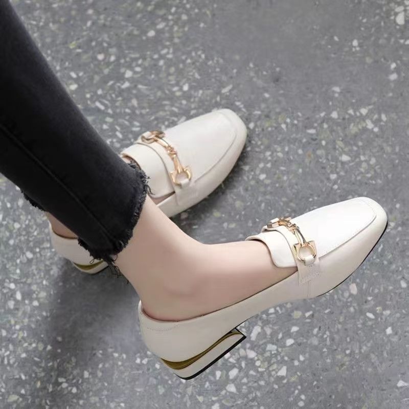 Women's Soft Sole Flat Thick 2025 Spring Autumn New Low Heel Leather Shoes British Style Comfortable Loafers_voghion.com