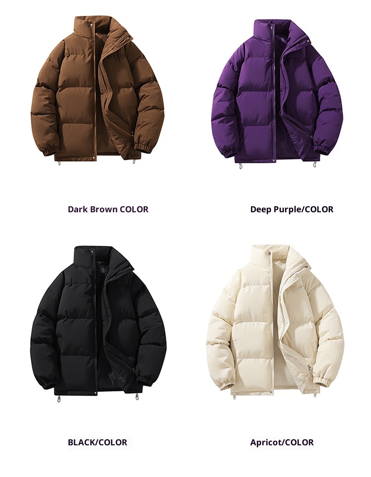 Wintermantel für Damen und Herren mit Stehkragen, Paar-Outfit, dick gefüttert, warm, kurze Daunenjacke aus Baumwolle, Oberbekleidung_voghion.com