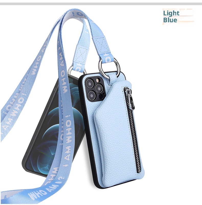 TechGlobe Suitable For IPhone 11 12 Pro Max Coin Purse Mini Phone Leather XS Protective Case With Lanyard_voghion.com