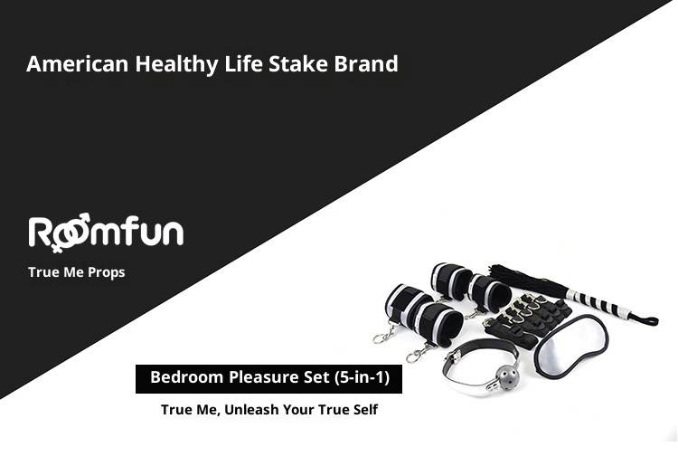 LuvBox Sexy SM One-Word Bed Binding Set Hand And Foot Cuffs Mouth Gag Ball Whip Eye Mask Adult Props_voghion.com