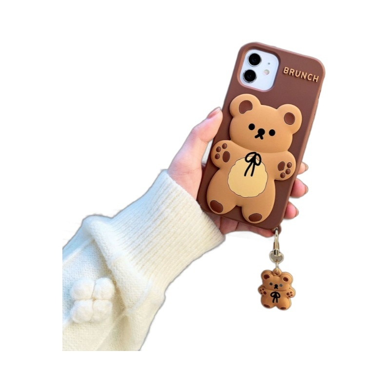 Custodia per telefono TechGlobe Bowknot Bear 15 Pro compatibile con 11/X/XS Max in silicone 78 Plus, stile cinese_voghion.com