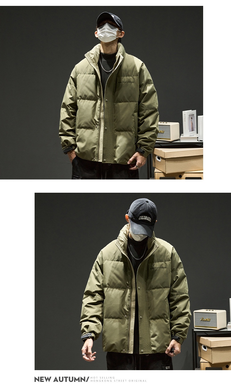 Jungen 2024 Neuer Stehkragen Warmer Dicker Mantel Winter Daunenjacke Herrenmode_voghion.com