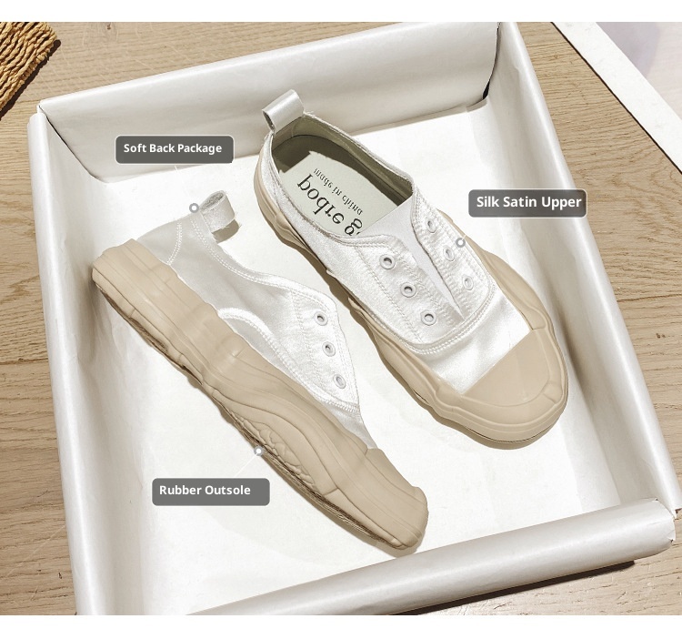 Versione in pelle di pecora ~ Scarpe bianche spagnole dissolte in tela casual con suola spessa in raso Niche 2024 per donna, primavera e autunno_voghion.com