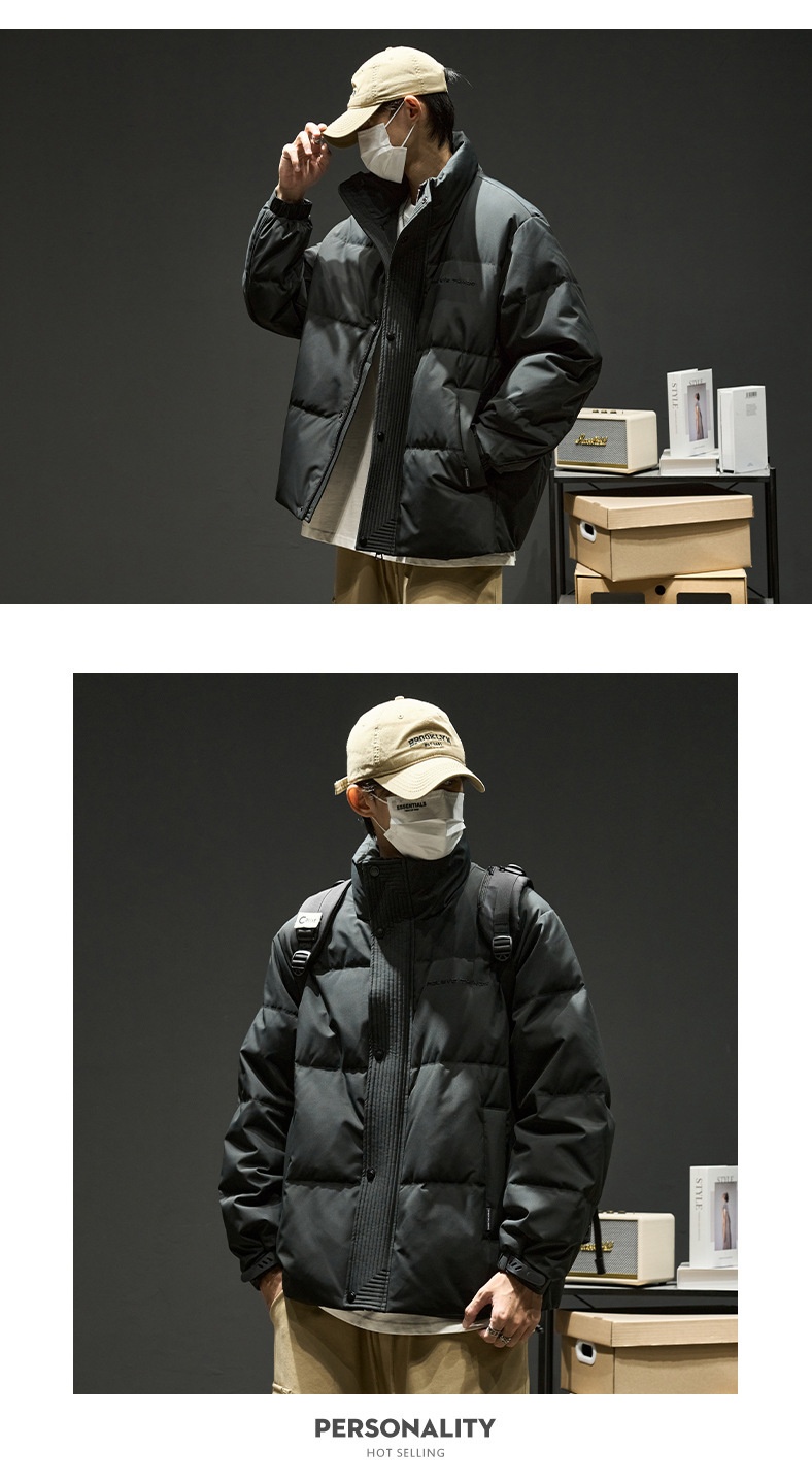 Jungen 2024 Neuer Stehkragen Warmer Dicker Mantel Winter Daunenjacke Herrenmode_voghion.com