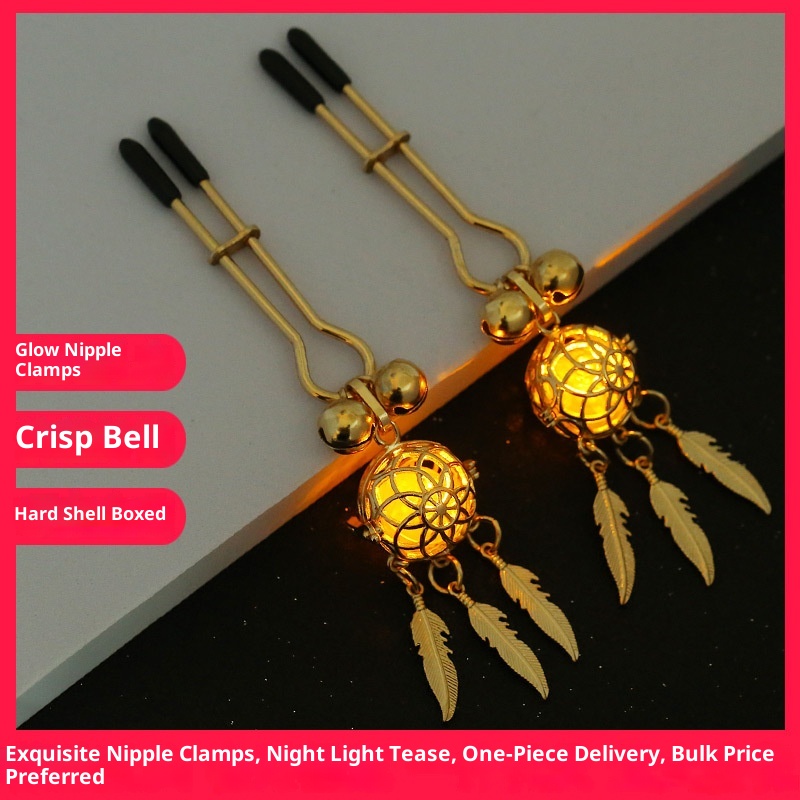 LuvBox Anneau d'amour Pinces à tétons érotiques Jouets SM de flirt Clochette de punition lumineuse avec veilleuse Produits pour adultes Coffret couleur_voghion.com