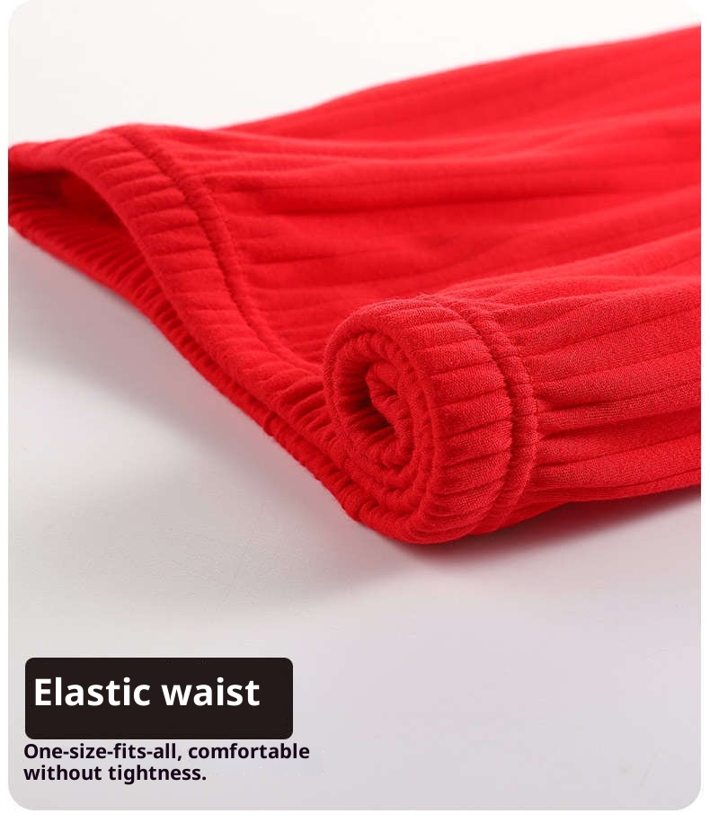 GraceChic GraceChic Autumn Winter All-Cotton Couple Pure Cotton Wedding Zodiac Year Big Red Men's Women's Plus Size Pajamas 100kg Homewear_voghion.com