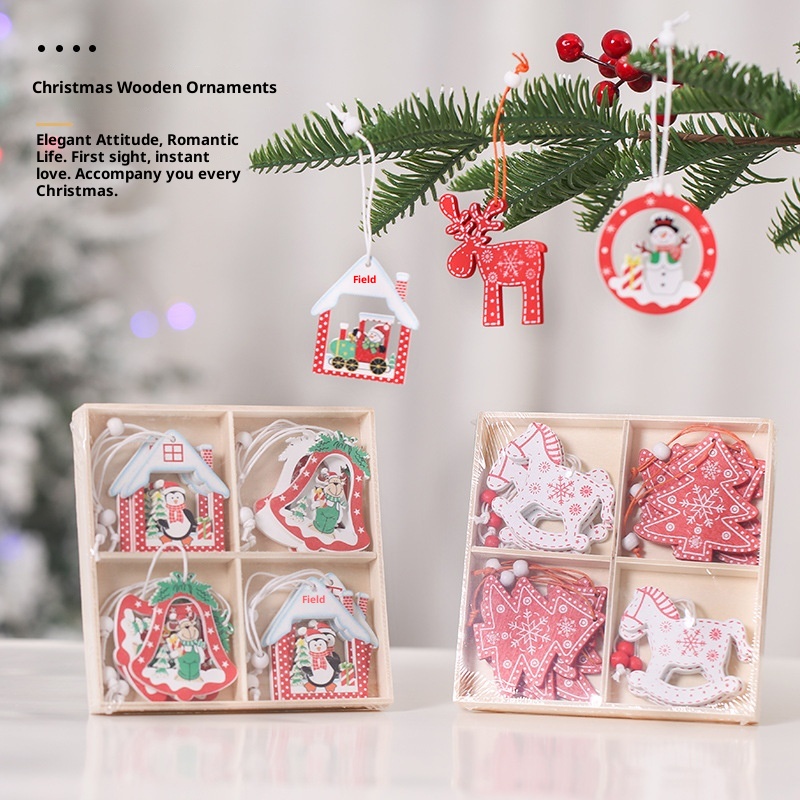 Lillian Decorations Kreativer Weihnachtsbaum Rentier Kleines Geschenk Exquisite Holzbox Bemalte Hängeornamente_voghion.com