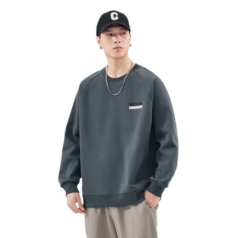 Sweat-shirt garçon Shanggu Clothing à col rond, style japonais, couleur unie, marque tendance pour hommes, broderie simple, jeune_voghion.com