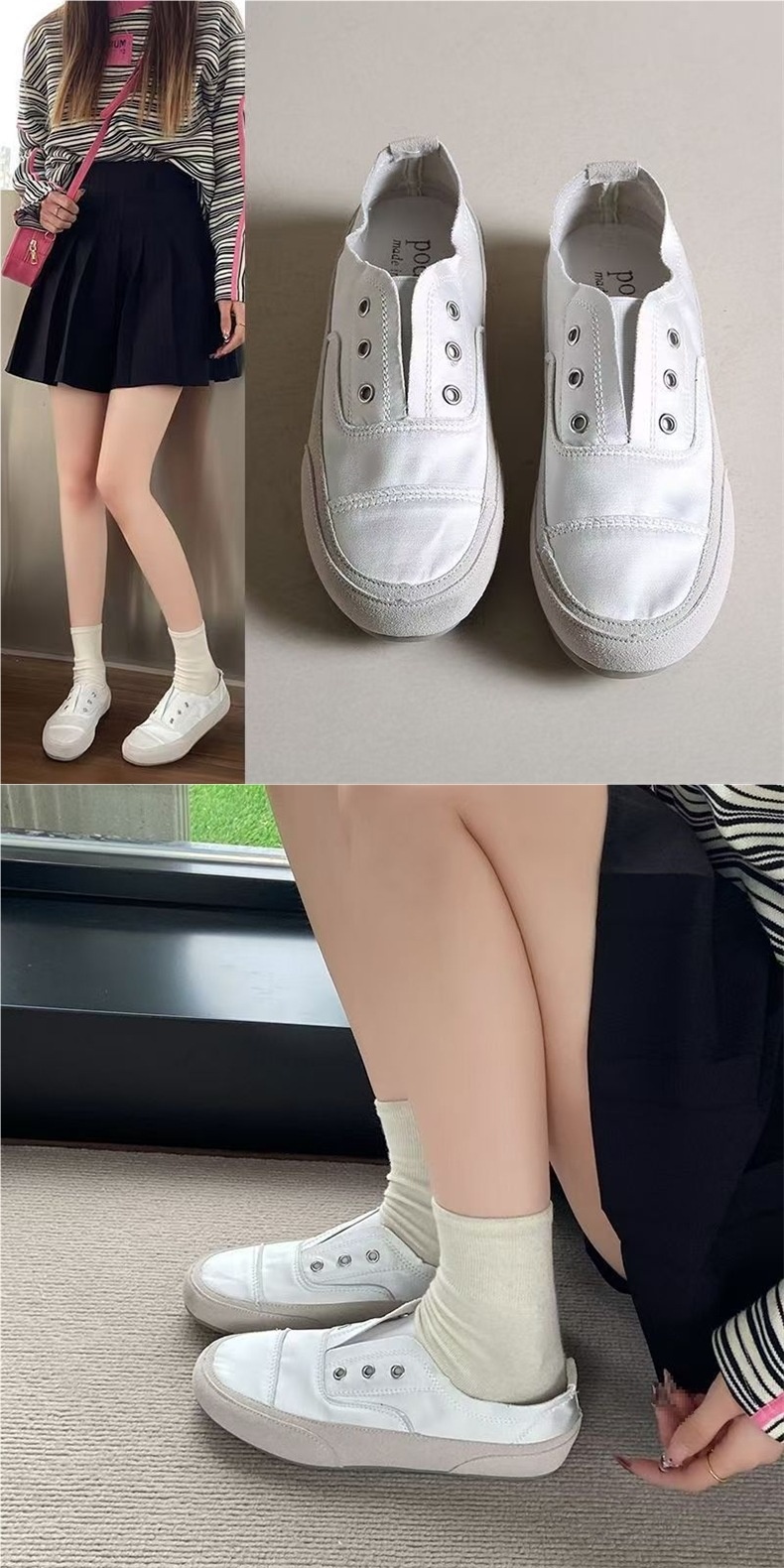 Scarpe slip-on basse bianche in tela spagnola, traspiranti, casual e sottili, da donna, 2025_voghion.com