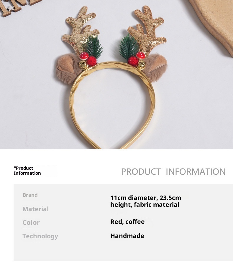 Lillian Cute Reindeer Antlers Five-Star Children's Christmas Headband Accessories Hair Clips Decorations_voghion.com