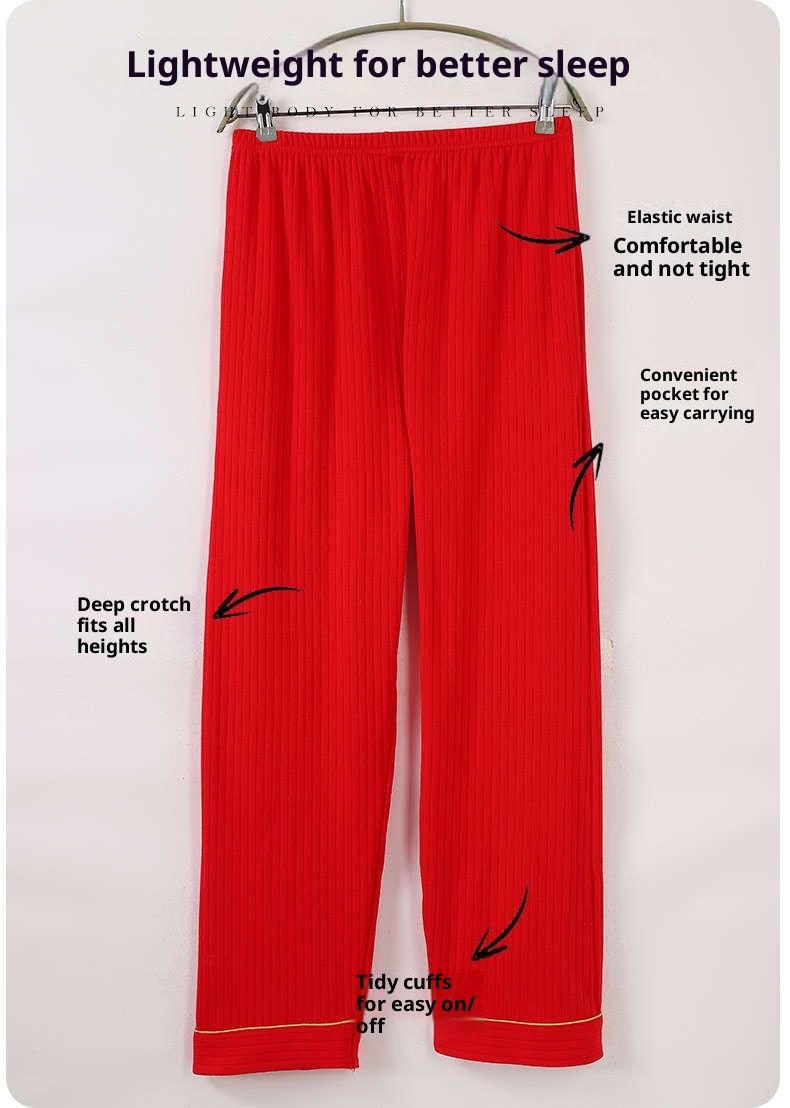 GraceChic GraceChic Autumn Winter All-Cotton Couple Pure Cotton Wedding Zodiac Year Big Red Men's Women's Plus Size Pajamas 100kg Homewear_voghion.com
