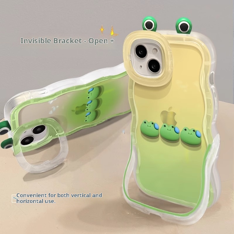 TechGlobe Kompatible Handyhülle 13 15 Plus Gradient Sweat Frog Plüsch 14 Pro Dual Stand 12 Niche Silikon X_voghion.com