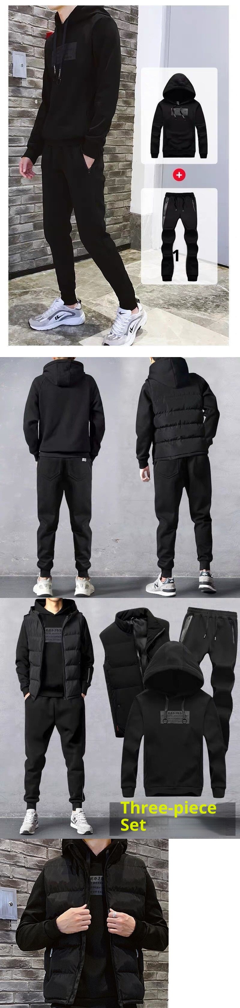 001 2024 Herbst/Winter Stilvolles Hoodie-Sweatshirt Dreiteiler-Set Trendige Fleece-Kleidung Sportanzug Herrenmode_voghion.com