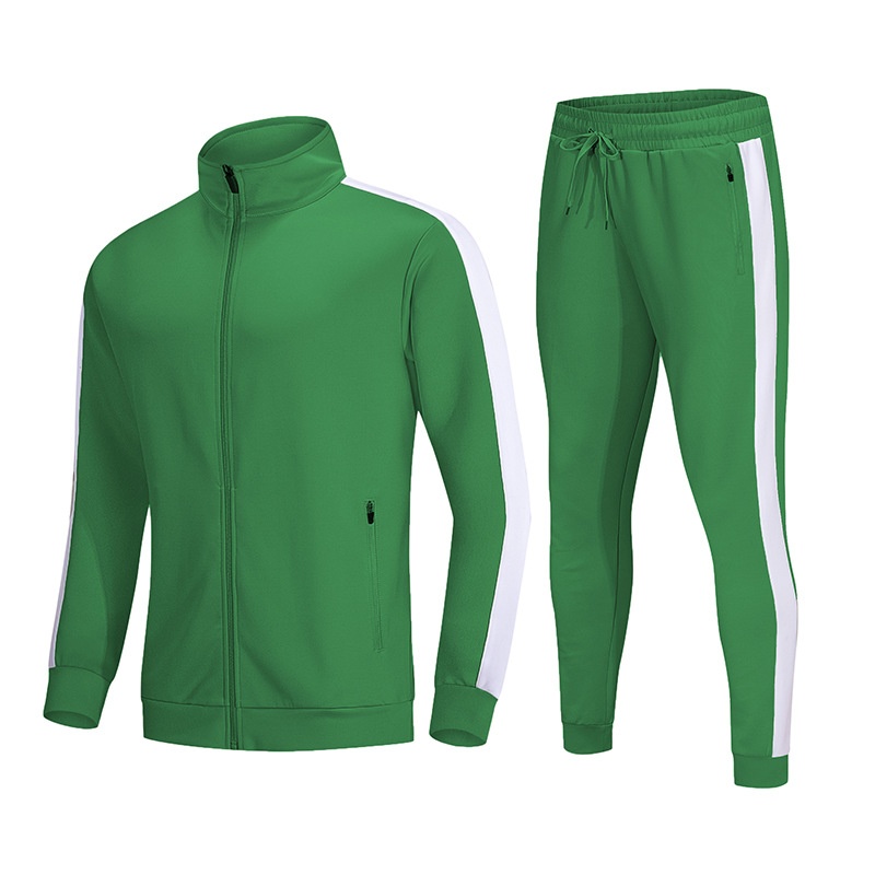 001 Autumn And Men's Jacket Winter Warm Two-Piece Zipper Casual Running Sportswear Set_voghion.com