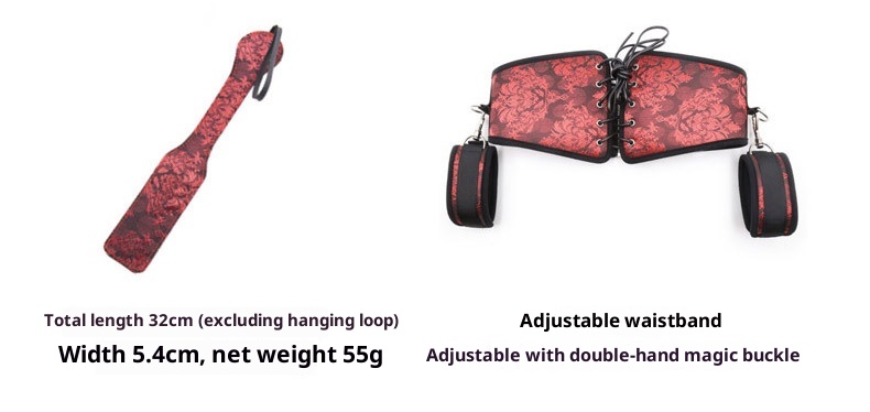 LuvBox Manette Sexy Retro Palace Tessuto Stile Cinese Manette per Piedi Bocca Gag Ball SM Benda Guinzaglio Collare Set_voghion.com