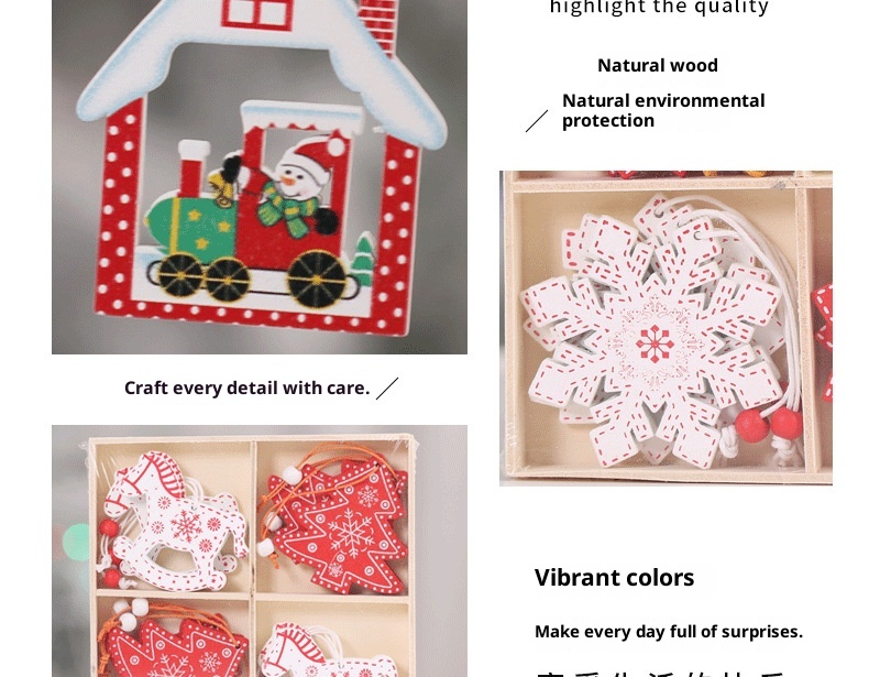 Lillian Decorations Kreativer Weihnachtsbaum Rentier Kleines Geschenk Exquisite Holzbox Bemalte Hängeornamente_voghion.com