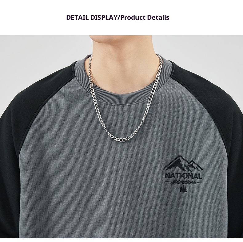 Sweat-shirt à col rond pour homme, manches longues, coupe ample, collection automne 2024, marque de mode masculine polyvalente, style Hong Kong_voghion.com