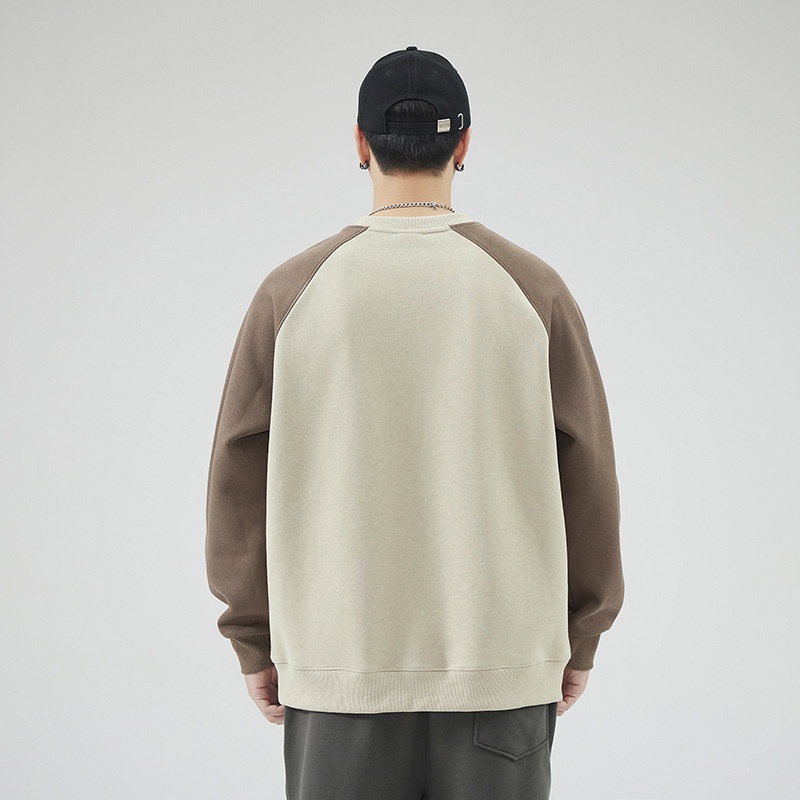 Sweat-shirt à col rond pour homme, manches longues, coupe ample, collection automne 2024, marque de mode masculine polyvalente, style Hong Kong_voghion.com