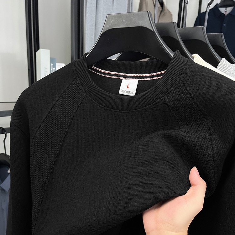 Erkek Çocuk Pamuklu Uzun Kollu Tişört İlkbahar Sonbahar 2025 Yeni Yuvarlak Yaka Sweatshirt İç Giyim Ağır Tabanlı Gömlek Erkek Stili_voghion.com