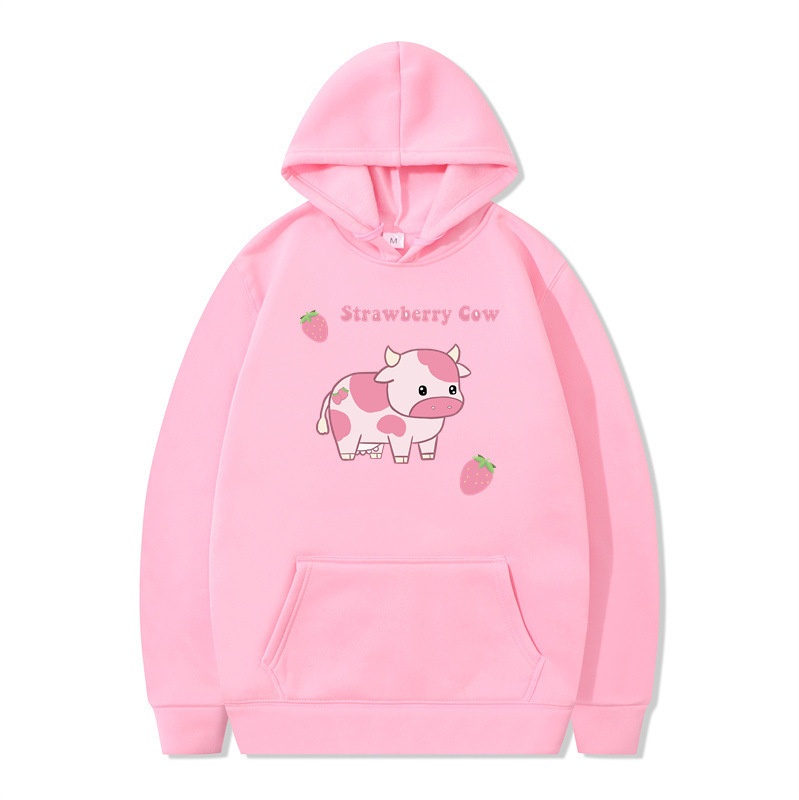 boy 2024 Cross-Border Foreign Trade Autumn Winter New Strawberry Milk Sweatshirt Long Sleeve Hoodie Harajuku Style Unisex_voghion.com