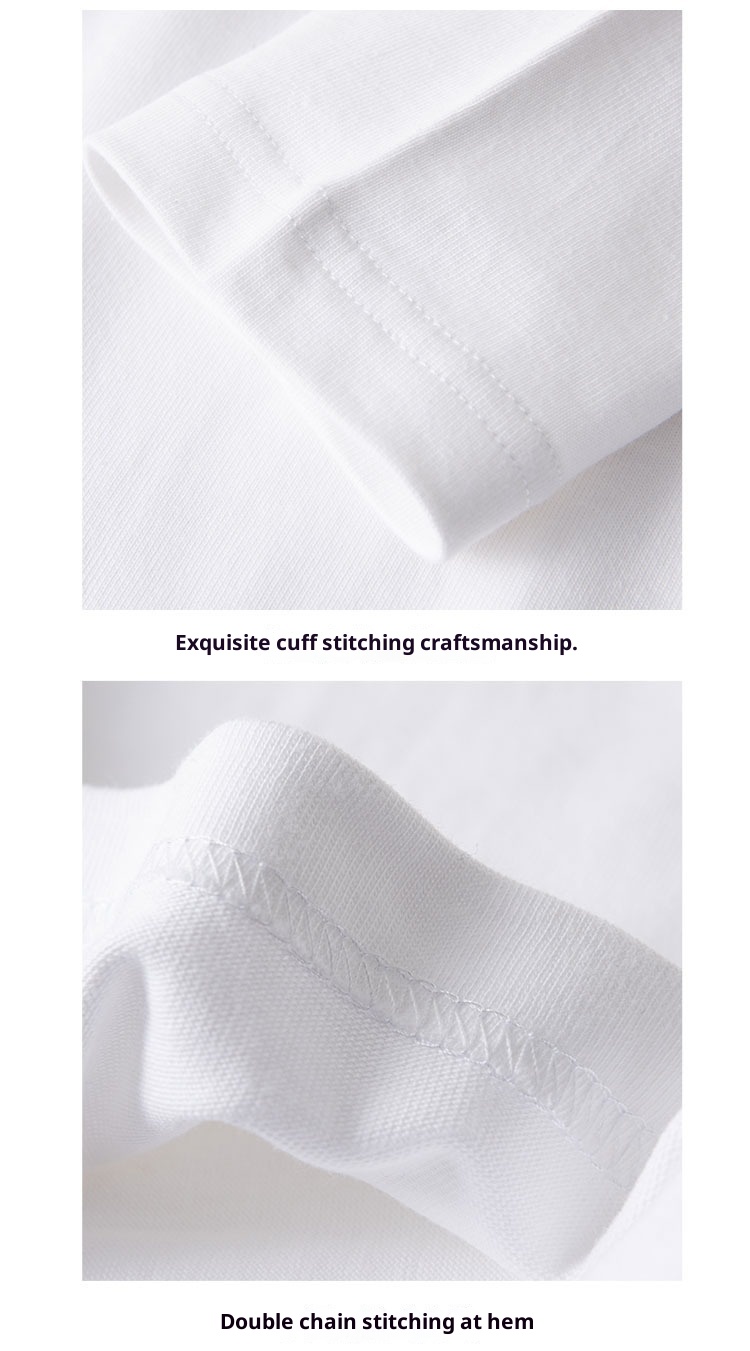 boy 270g Long Sleeve T-Shirt For Men, Thick Cotton, Loose Fit, Solid Color, White, Spring And Autumn Sweatshirt, Japanese_voghion.com