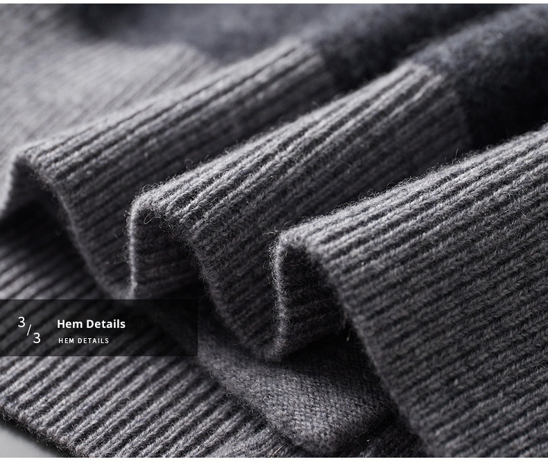 001 Neuer, dicker, lässiger Kaschmiranzug für Herren, bestehend aus einem Wollpullover mit halbem Rollkragen, einer Strickjacke mit Reißverschluss und einer locker sitzenden Hose._voghion.com