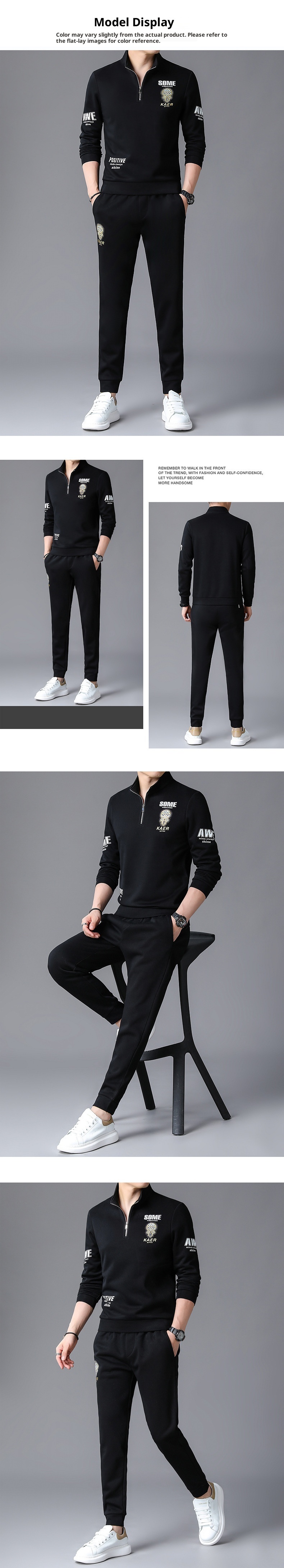 001 Abito casual da uomo di mezza età, a maniche lunghe, primavera e autunno, con mezza cerniera, colletto alla coreana, alla moda, sportivo_voghion.com