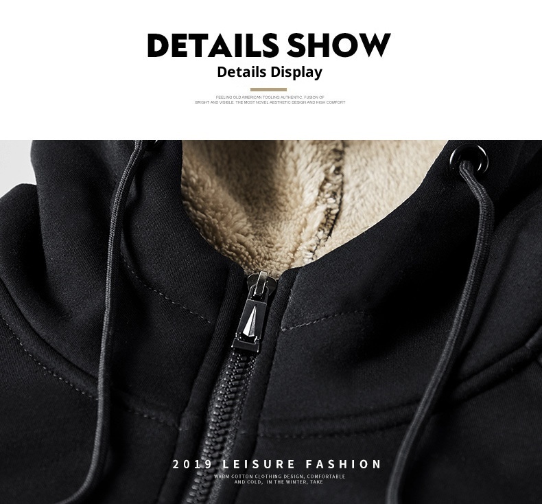 001 Winter New Lamb Wool Zipper Jacket Korean Style Fleece Lined Thickened Warm Men's Plus Size Casual Sports Suit For Men_voghion.com