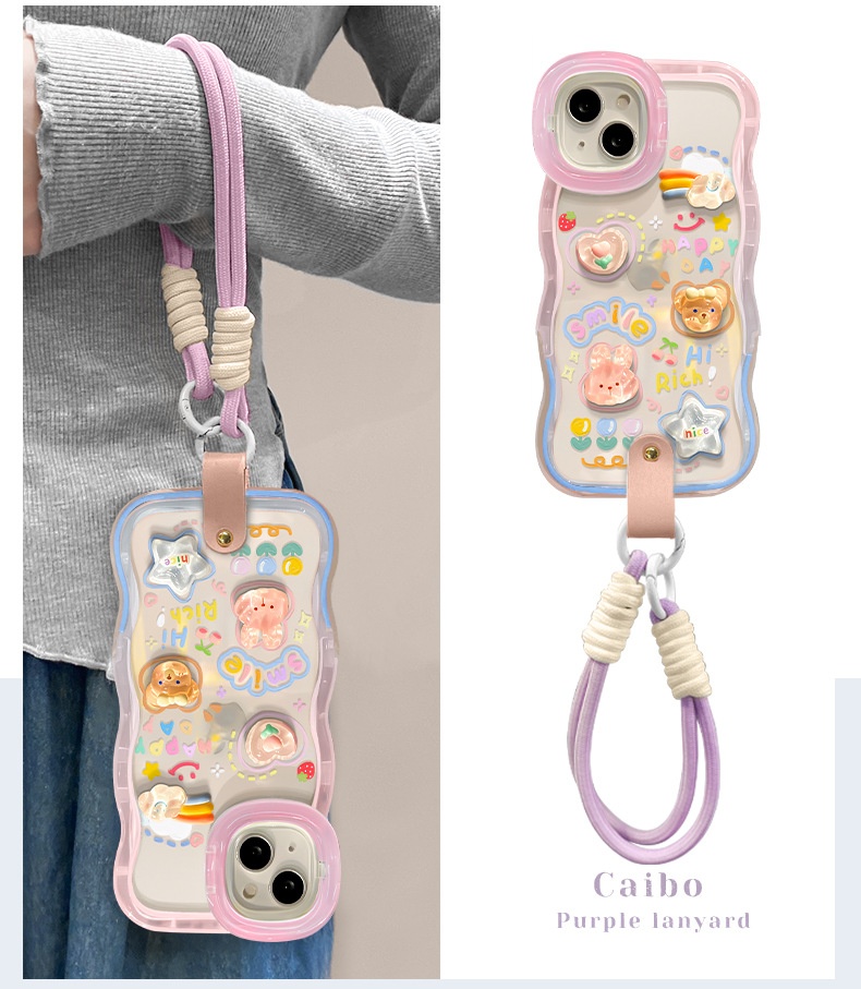 TechGlobe-kompatible Handyhülle für iPhone 15 Pro Max, iPhone 14 Cloud Doll Lanyard, iPhone 16 Unsichtbarer Doppelständer, iPhone 17 Silikon_voghion.com