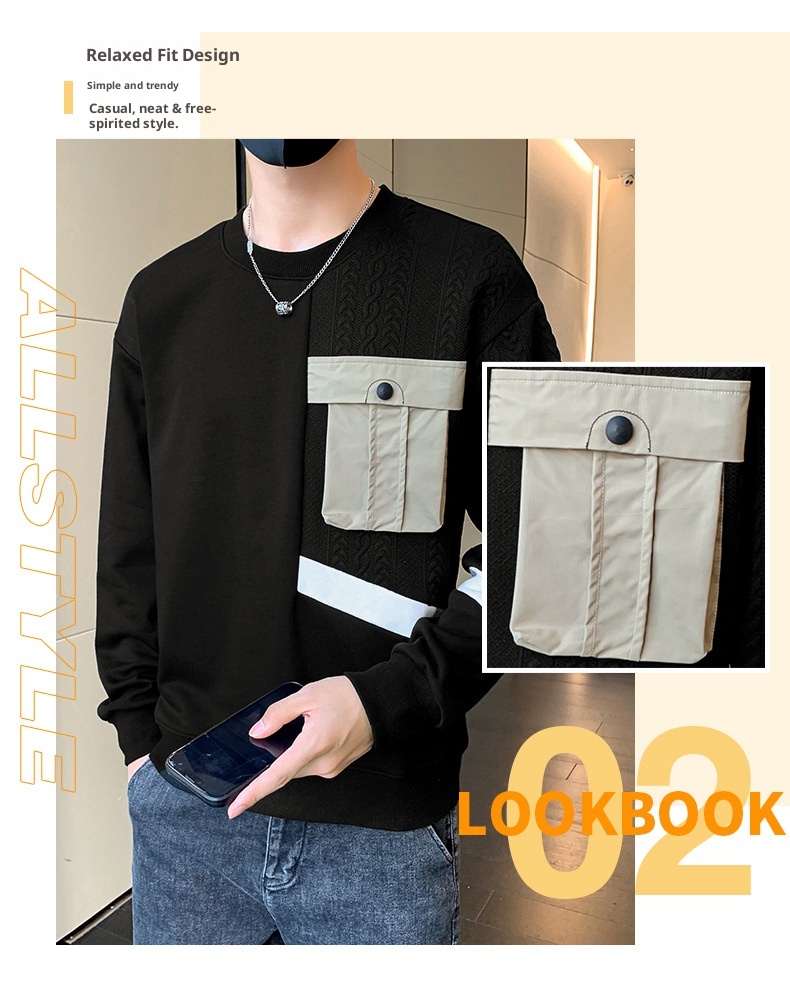 Jungen 2024 Neues Trend-Marken-Fleece-gefüttertes Baselayer-Top Frühling Herbst Langarm-T-Shirt Herren-Sweatshirt_voghion.com