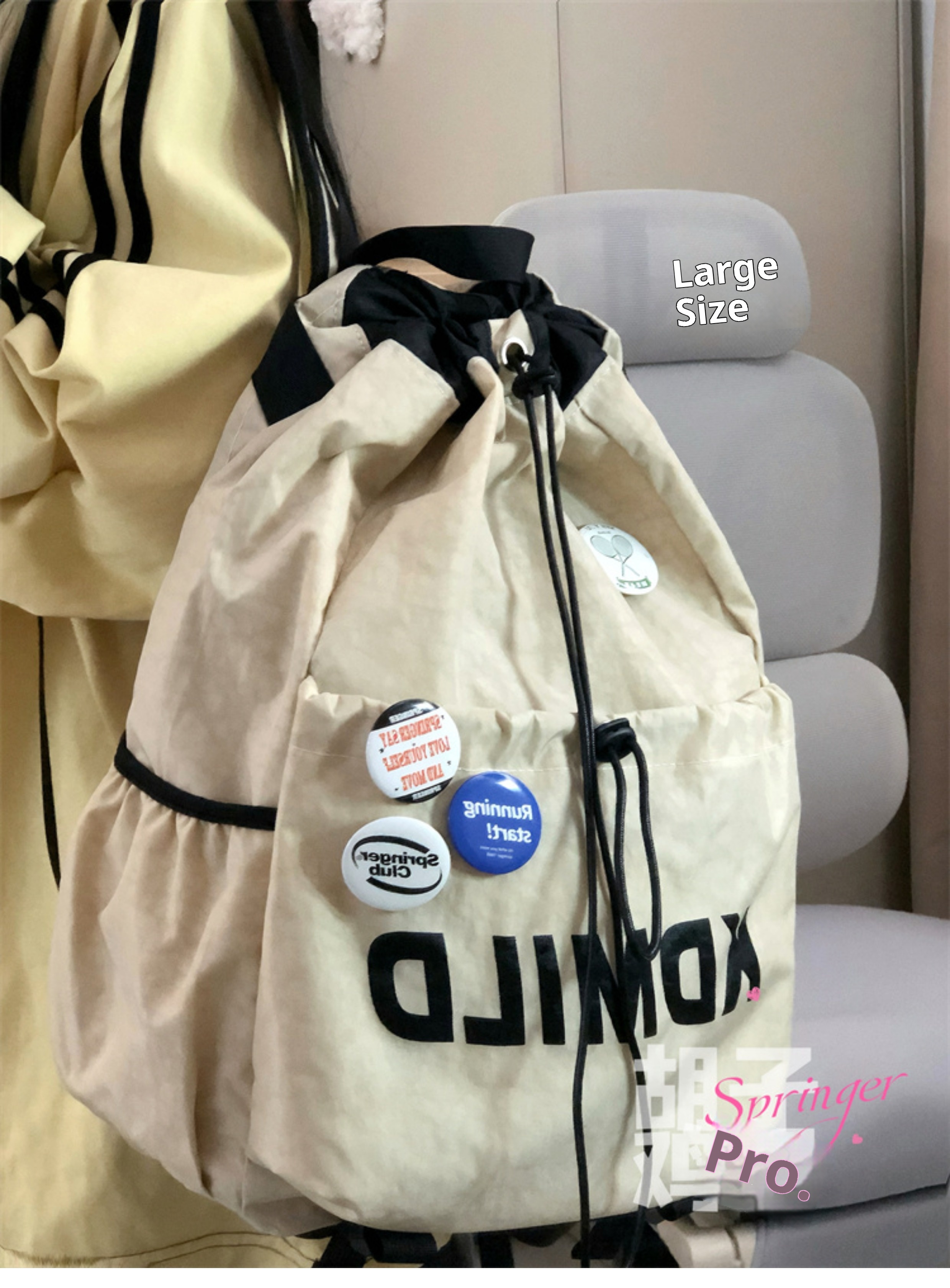 ActiveGo Retro Sports Style Drawstring Men, Lightweight Outdoor Hiking Student School Bag, Large Capacity Backpack For Women_voghion.com