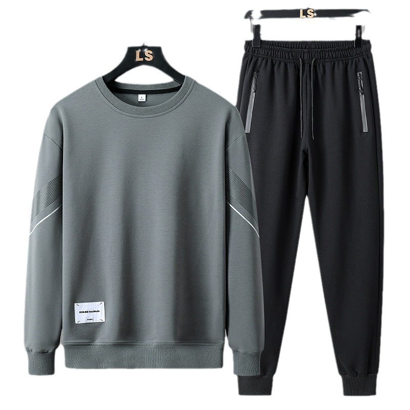 001 Trendiges Winter-Zweiteiler-Set, lässiger Sportanzug für Frühling und Herbst, Herren-Sweatshirt mit Rundhalsausschnitt_voghion.com