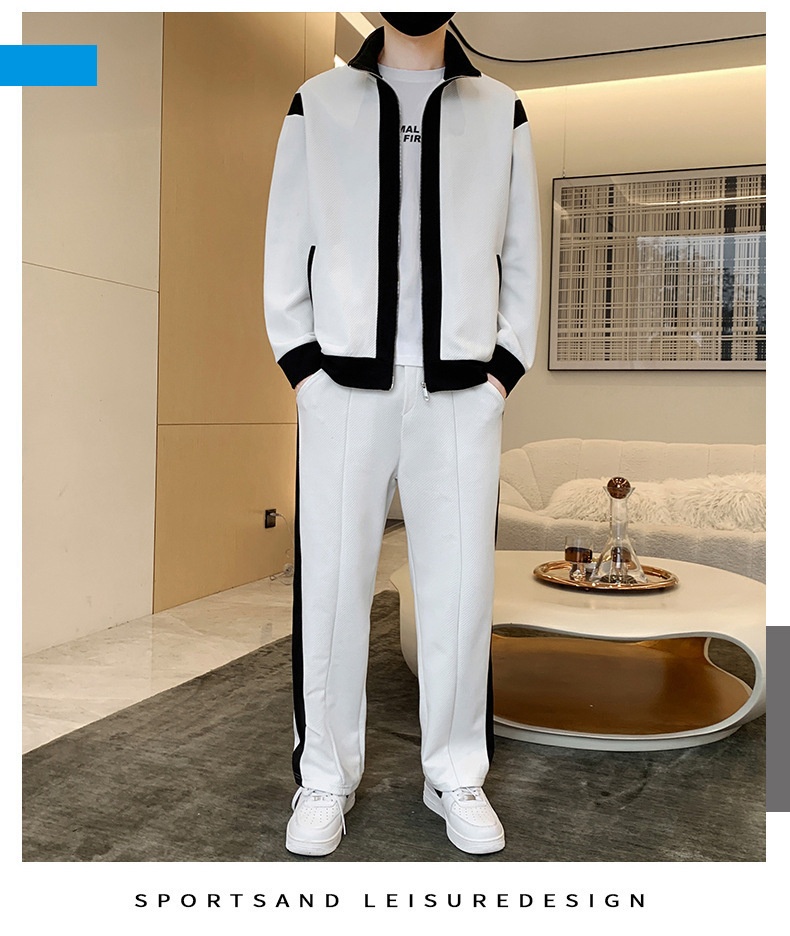 001 Lässiger Sportanzug für Herren, Stehkragenjacke für Frühling und Herbst, modisches Patchwork-Sweatshirt, Sportbekleidung für Jugendliche, Live_voghion.com