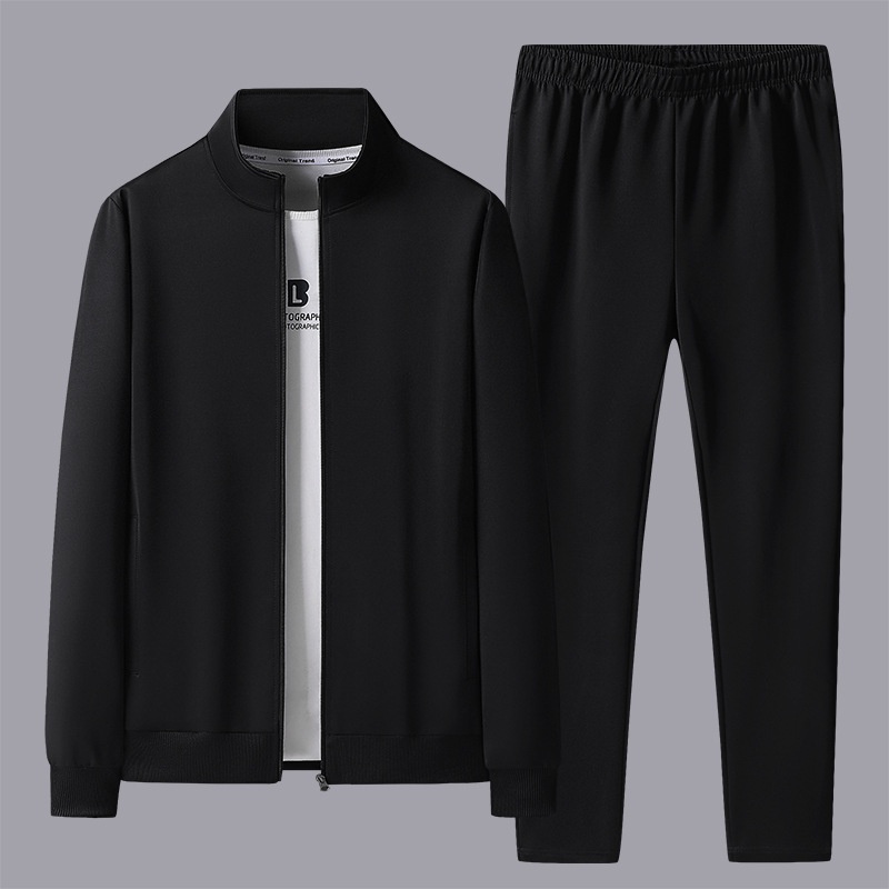 001 Lässige Sportbekleidung für Herren, Frühling/Herbst, Langarm-Set mit Sweatshirt und langer Hose, Laufbekleidung und Fitnessbekleidung_voghion.com
