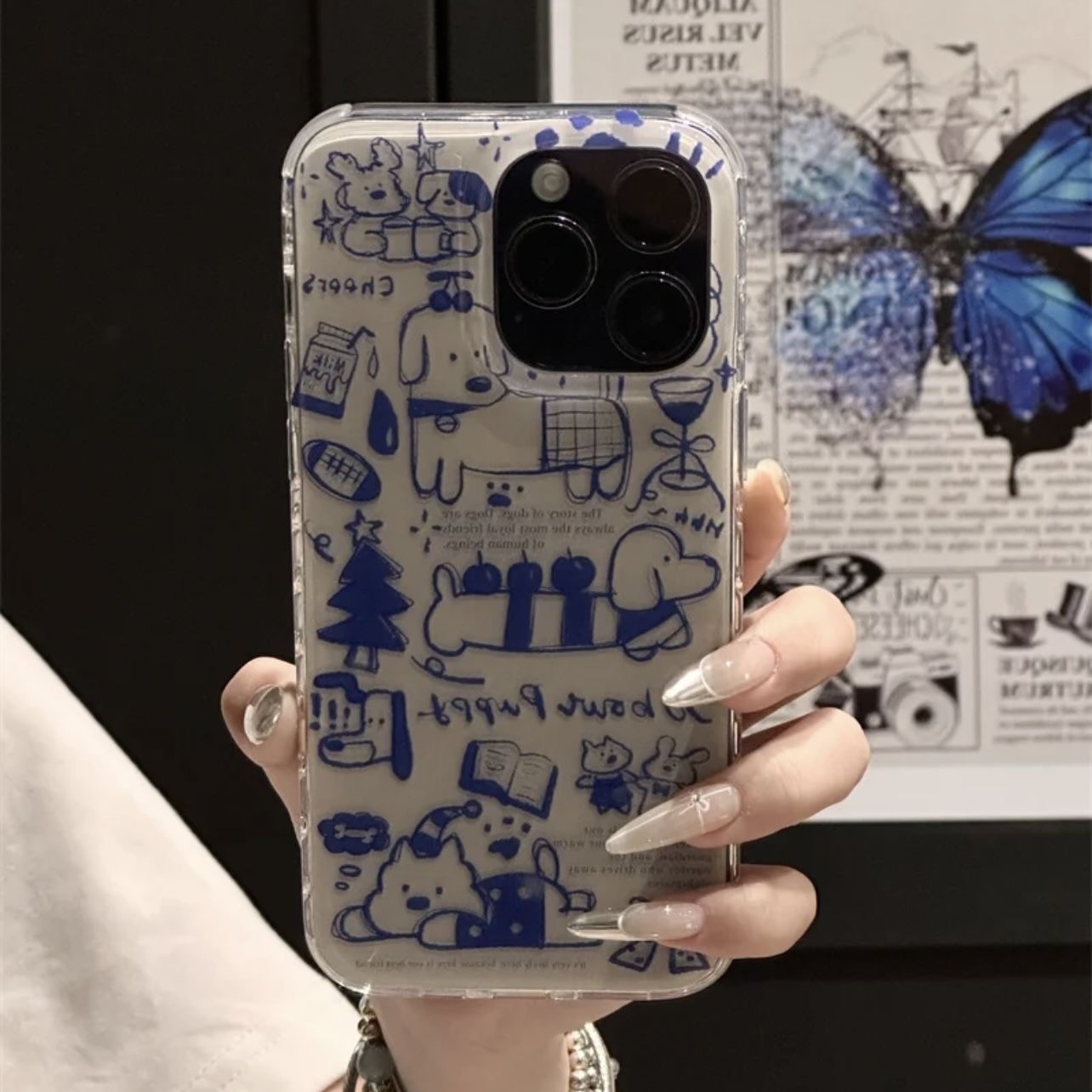 TechGlobe Cartoon Niedliche Katze Dackel Graffiti Hülle für iPhone 16 Pro Max 15 14 Swirl 13_voghion.com