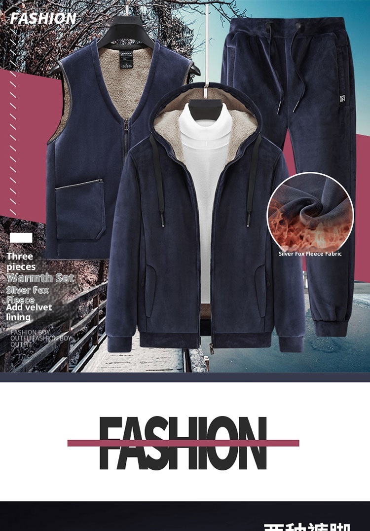 001 Three-Piece Winter Silver Fox Plus Size Sweatshirt Set For Men Thickened Warm Lamb Fleece Jacket Men's Sportswear_voghion.com
