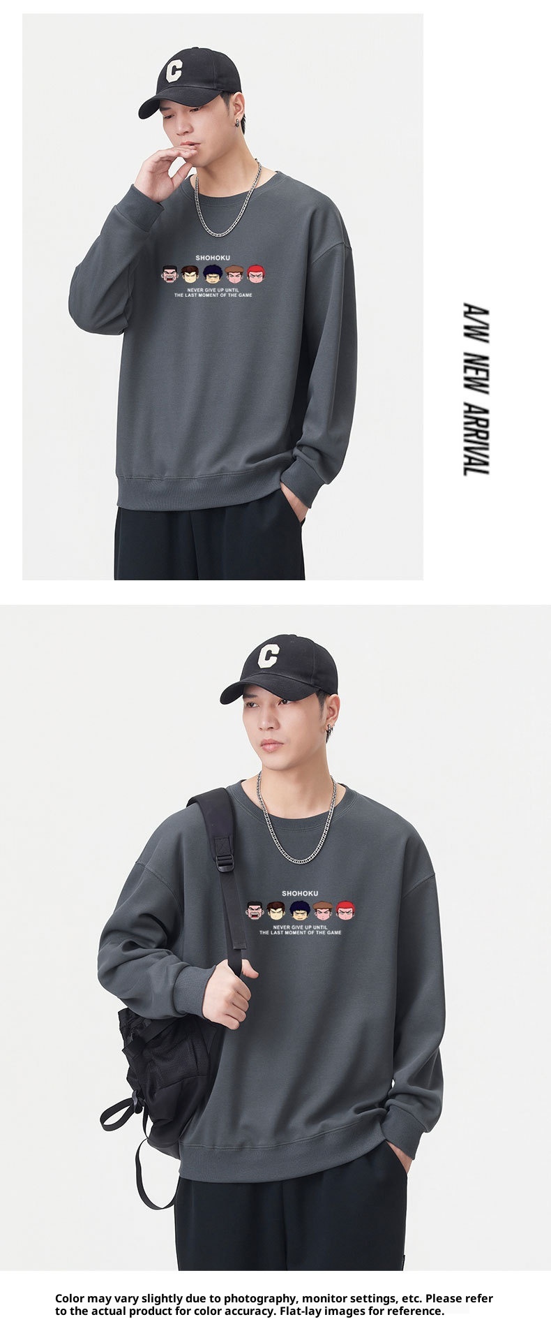 Erkek Sonbahar Uzun Kollu Sweatshirt Erkek Ağır Sıklet Trend Marka Baskılı Mürettebat Yaka Kazak Tişört Unisex Amerikan Tarzı_voghion.com