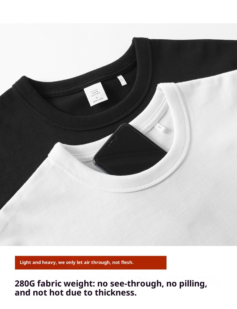 Sweat-shirt unisexe en pur coton 280g pour homme, imprimé trois livres, col rond, manches longues._voghion.com