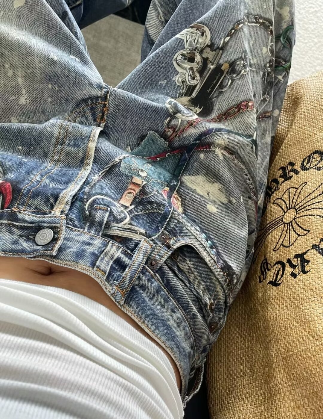boy Style Wahed Vintage Printed Jean For Men Spring Autumn Straight Looe European And American High Street Vibe Long_voghion.com