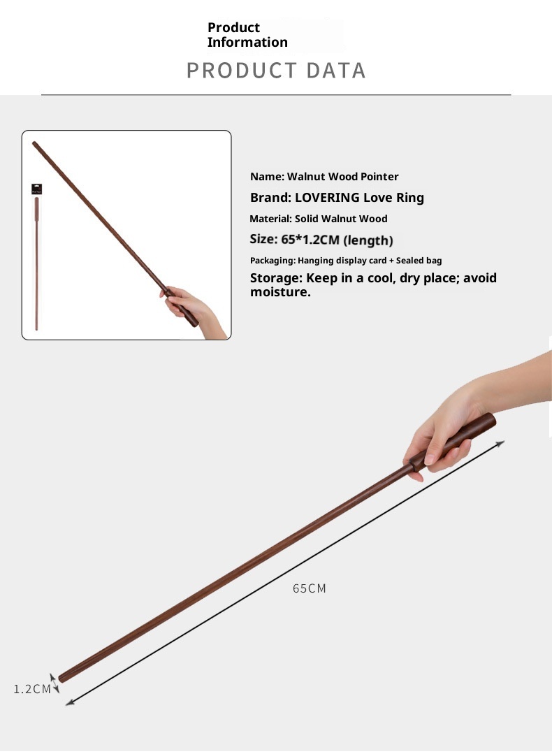 LuvBox Sexy Solid Walnut Wood Square Patting Ruler Long Teaching Whip SP Tool Punishment Training Prop SM Set_voghion.com