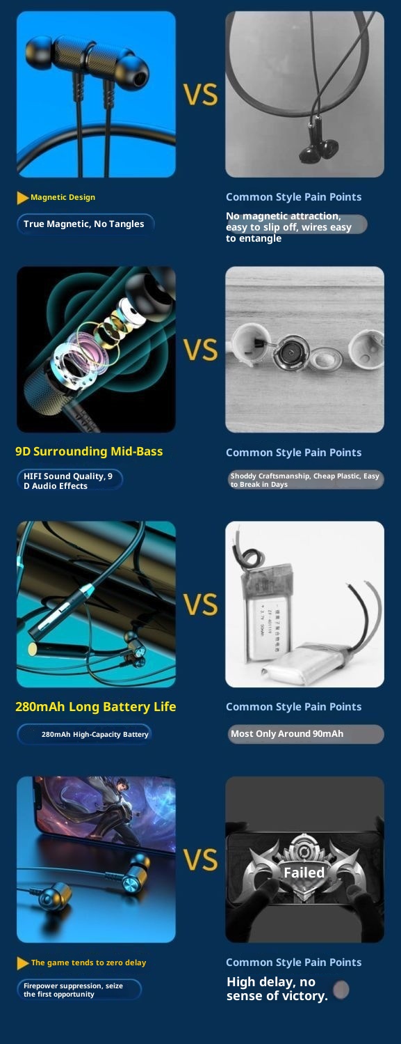 3c all'ingrosso Bluetooth Wireless Sport Neckband Doppio Orecchio In-Ear Collo Appeso Batteria a Lunga Durata Computer Rumore Cancellazione_voghion.com