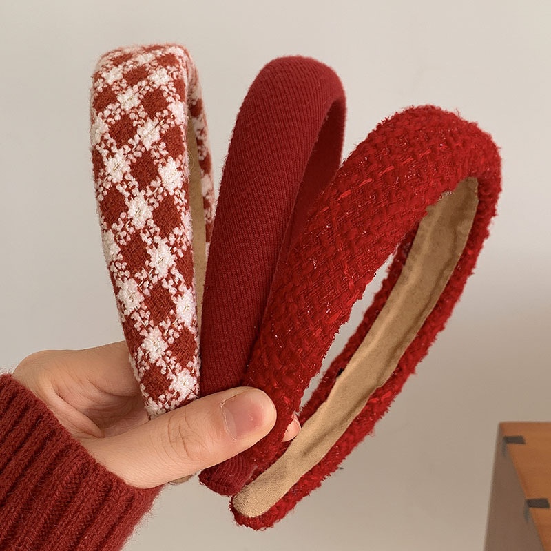 Fascia per capelli rossa di alta qualità Lillian Autunno Inverno 2023 per donna, nuova fascia per capelli vintage, accessorio per capelli natalizio_voghion.com