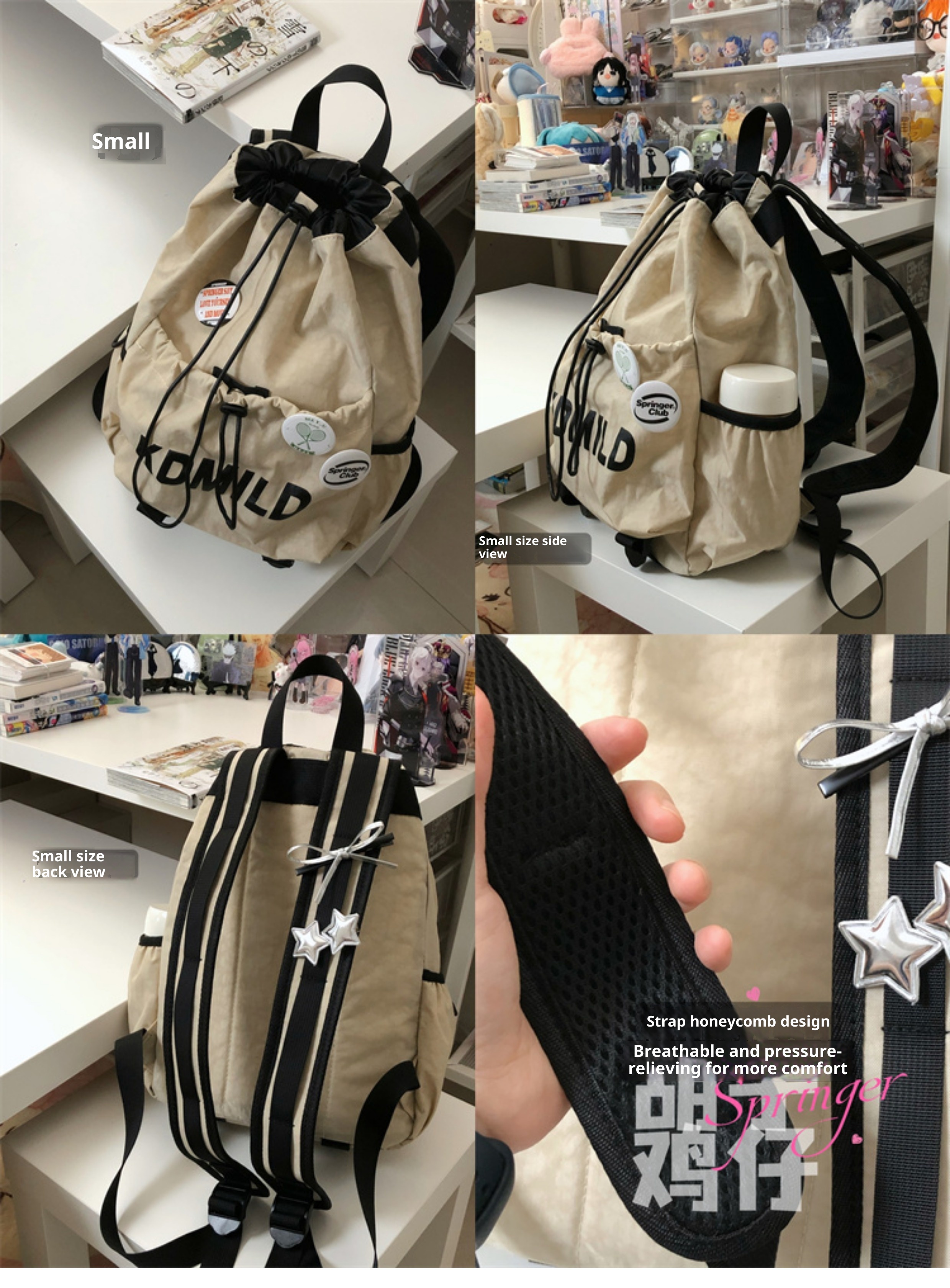 ActiveGo Retro Sports Style Drawstring Men, Lightweight Outdoor Hiking Student School Bag, Large Capacity Backpack For Women_voghion.com