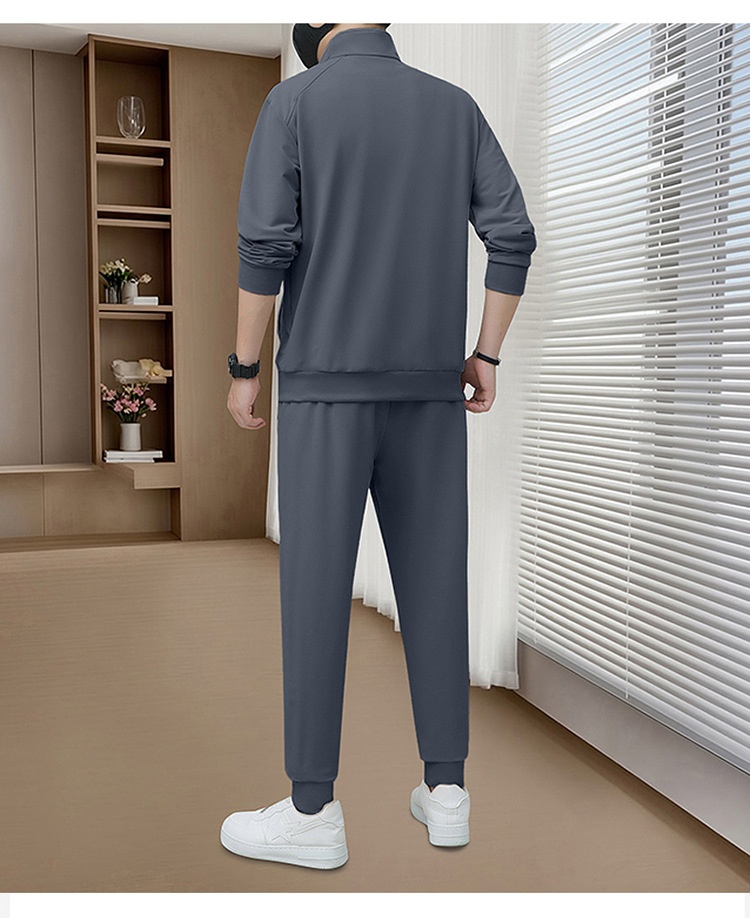 001 Felpa con cappuccio alla moda primavera-autunno transfrontaliera per uomini giovani e di mezza età, set casual sportivo da corsa, versatile_voghion.com